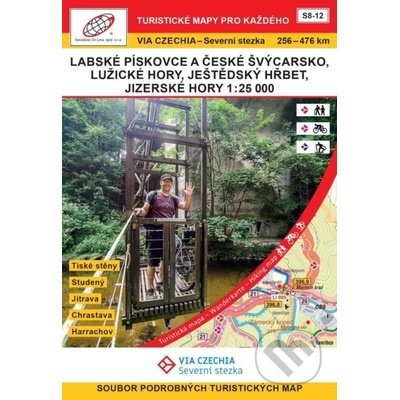 VIA CZECHIA Severný chodník Labskej pieskovca Jizerské hory / Turistická mapa Geodézia On Line S8-12