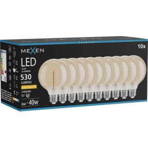 Mexen Vintis 10x LED спираловидна нажежаема жичка E27, G95, 6W, Топла - 2200K, 530 lm, (L167-E27-0622-50x10)