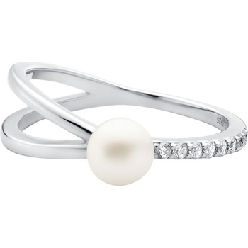 Gaura Pearls Stříbrný prsten s bílou perlou Agapi SK22238R 18 Stříbrná