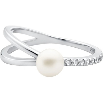 Gaura Pearls Stříbrný prsten s bílou perlou Agapi SK22238R 18 Stříbrná