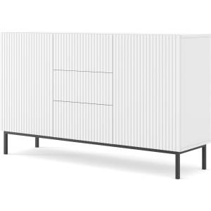 BIM Furniture Комод Ravenna B 150 2D3S фрезован фолиран MDF, бял мат/черно (RAVENNACAB150WMBLF)