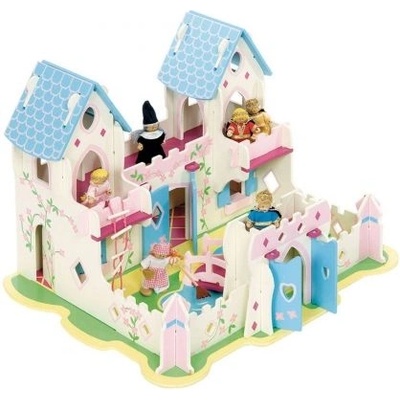 Bigjigs Toys - Дървен замък с 6 кукли - Замъкът на принцесата (JT103)