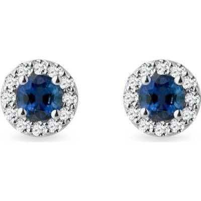 Klenota Halo z bílého zlata se safíry a diamanty E0281602