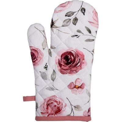 Clayre & Eef bavlnená Chňapka-rukavica s ružami Rustic Rose 18 x 30 cm