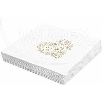 Wimex WIMEX s. r. o. Салфетки 2-слойни сватбени 33 x 33 см [50 бр. ]