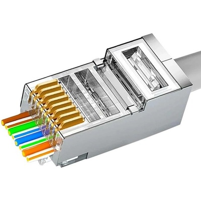 W-star Konektor FTP RJ45EZ Cat5e 100ks RJ45/5SLD, průchozí síťový konektor, drát, licna