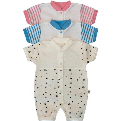 Baby Service Bavlnené body kraťasy Hviezdy a pruhy Ružová