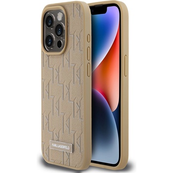 KARL LAGERFELD PU Кожа Монограм Метално лого MagSafe заден капак за iPhone 14 Pro Max Бежов Karl Lagerfeld Karl Lagerfeld | Bezhov | ЖЕНИ | UNI