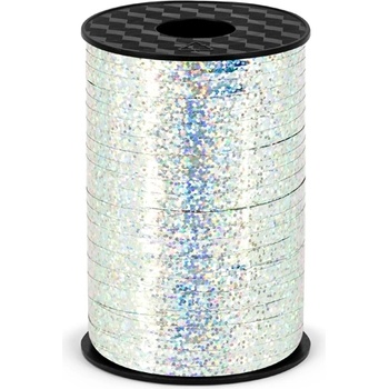 PartyDeco Сребриста лента за балони - холографична 225 м