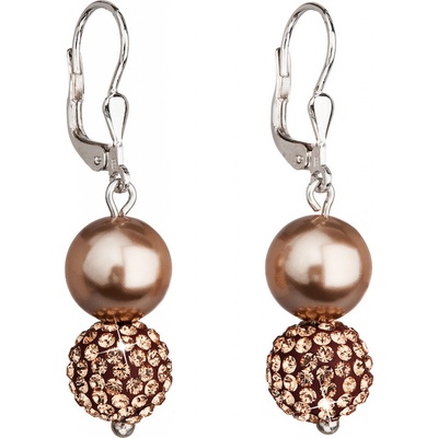 Pavona visací s krystaly Swarovski hnědé kulaté 31155.3