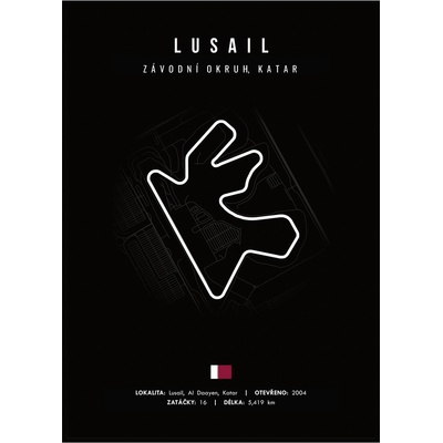 Jen tak z lásky Plakát Závodní okruhy Rozměr plakátu: 40 x 50 cm, Závodní okruh: Lusail, Barevná varianta: Černá