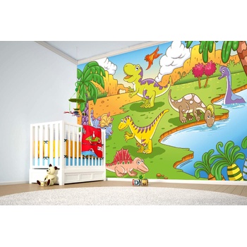 DIMEX ART s. r. o Самозалепваща се флизелинова фототапета сладки динозаври 375 x 250 см