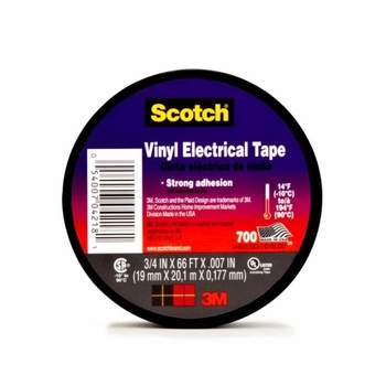 3M Изолирбанд 3M Scotch 700 PVC 180 микрона, 20м/19мм - Черен (74101)