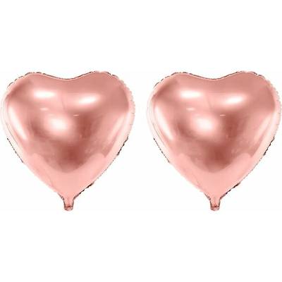 PARTYDECO Foliový balón srdce, růžovo zlaté rosegold, svatba valentýn, 45 cm