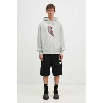 Icecream Памучен суичър ICECREAM Cone Man Popover Hood в сиво с качулка с принт IC24487 (IC24487)