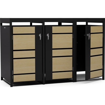 Blumfeldt BinSafe box na odpadky 3 odpadkové koše 240 l pozinkovaná oceľ KG29-3door-mb-pl