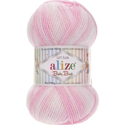 Alize Příze Baby best batik 6660 růžovo-bílá