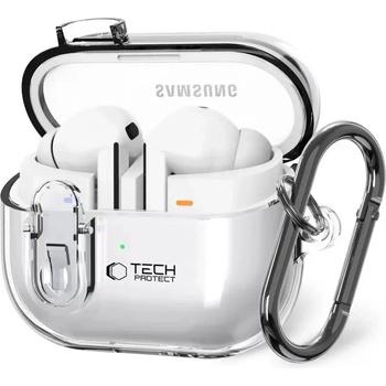 Tech-Protect Калъф Tech-Protect FlexAir с карабинер за Samsung Galaxy Buds 3 / 3 Pro - прозрачен (5906302376155)