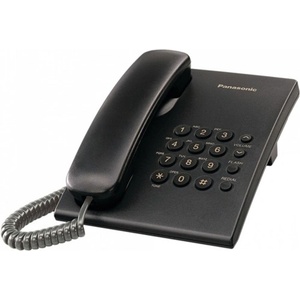 Panasonic Стационарен телефон Panasonic KX-TS500, бутон за повторно набиране, черен (KX-TS500) Телефонни апарати