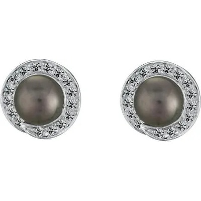 Swan Сребърни обици със сладководни черни перли IE0413B Swan