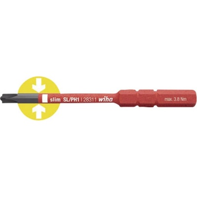 Wiha VDE-Wechselklinge slimVario Xeno Schlitz/PZ 1x75mm VDE plus / mínus výmenný bit SL/PZ 1 83 mm Vhodné pre Wiha Torque; 34589