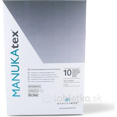MANUKAtex obväz impregnovaný medom, 10 x 12,5 cm, 10 ks