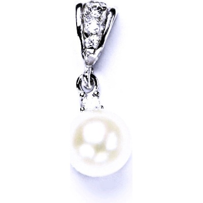Čištín P 1207/2pp 64438616 Stříbrný přívěšek s přírodní říční perlou bílá 7,5-8 mm