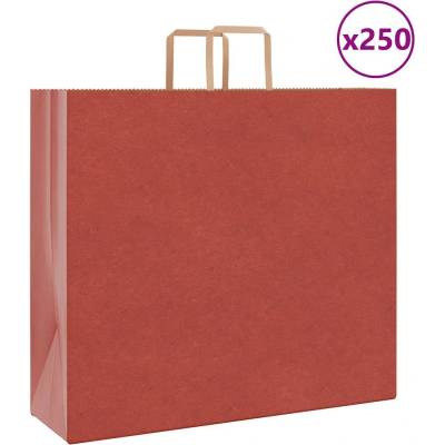 vidaXL Papírové tašky 250 ks s uchy červené 54x15x49 cm