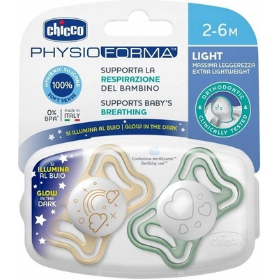 Chicco Physio Light Physio Forma Night cumlík Gold/Green 2 ks