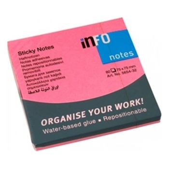 Image 1 of Info Самозалепващи листчета Info, 80л. , размер 75x75mm, розови (OK27126)