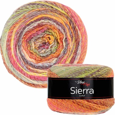Pletací / háčkovací příze Vlna-Hep SIERRA 7208 šedo-žluto-zelená, melírovaná, efektní 150g/450m