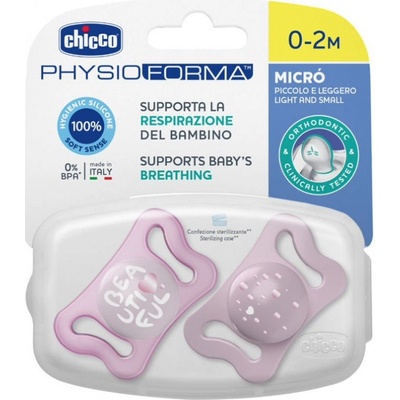 Chicco silikon Micro cumlík ružová 2 ks