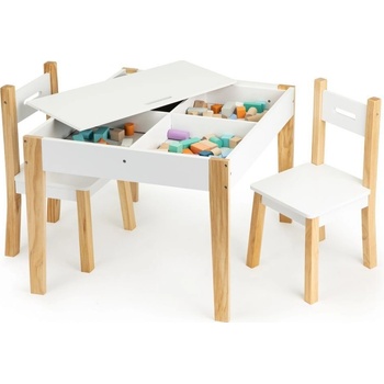 EcoToys dřevěný stůl s tabulí a dvěma židličkami