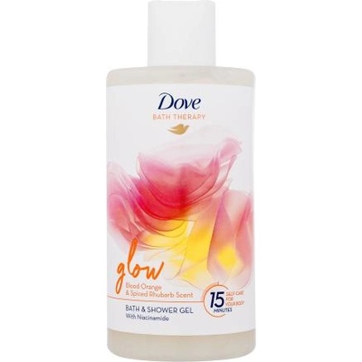 Dove Bath Therapy Glow Bath & Shower Gel душ гел и пяна за вана с аромат на червен портокал и ревен 400 ml за жени