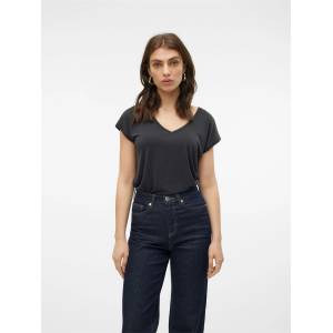 Vero Moda Тениска Vero Moda Women's Filli Short-Sleeve V-Neck Regular Fit T-Shirt - Black