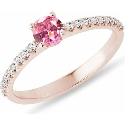 Klenota Zlatý prsteň s diamantmi a ružovým zafírom k0285054