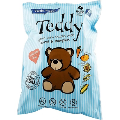 Little Angel Snack kukuričný Teddy mrkvu a tekvica BIO 4x15 g