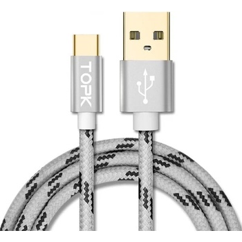 TOPK Захранващ кабел TOPK USB Type C, Дата кабел 18W 3A QC 3, 0, Светло сив (TOPK-AN09-GRAY)