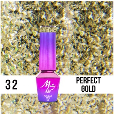Allepaznokcie MollyLac gél lak 32 Perfect Gold 5 ml