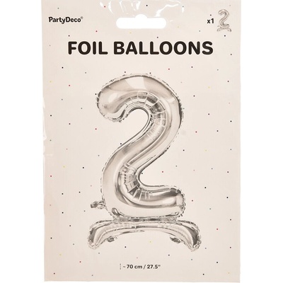 Party Deco FB102M 2 018 Fóliový balón s podstavou strieborný číslo 70cm 2