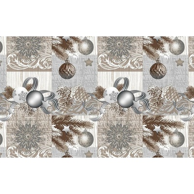 Nese plastik 848 PVC ubrus Fantastik vánoční kouličky stříbrná 140x160cm