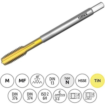 Narex Ždánice 041535420097000 - Závitník strojní M 9,0x1,0mm typ 3042 kód 3010 TiN, lícování ISO2 (6H). DIN 374