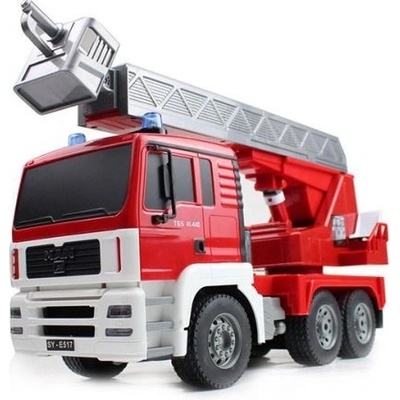 DOUBLE E MAN FIRE TRUCK 4WD Hasiči zvukový modul LED funkční žebřík RTR 1:20