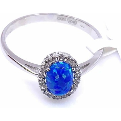 Diante Zlatý prsten s modrým opálem 59640886