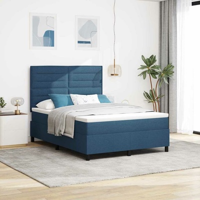 vidaXL Boxspring Postel s Matrací v Modré Textil