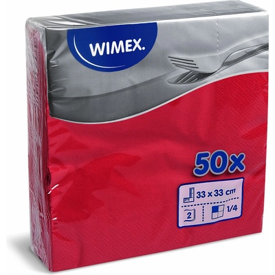 Wimex servítky 2V červené 33x33cm 50ks