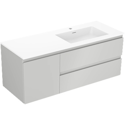 Orio шкаф за баня 120 см с мивка Otis дясна, 2S, 1D, сив мат/бял мат (91A13-12047-3-BBFFF62-W18P01)