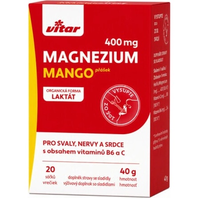 Vitar Magnézium 400 mg + vit.B6 + vit.C grep 20 x 2 g