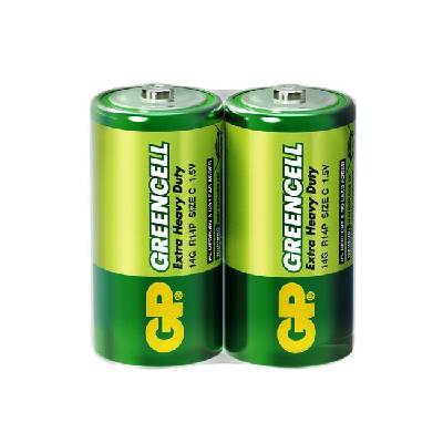 Цинк карбонова батерия GP 14G-S2 Greencell, R14, 2 бр. в опаковка / Shrink, 1.5V (GP-BM-14G-S2)