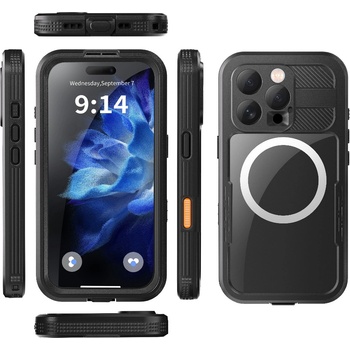 Apple iPhone 16 Pro REDPEPPER Водоустойчив / Удароустойчив Калъф с Магнитна Съвместимост + Скрийн Протектор - Черен, IP68